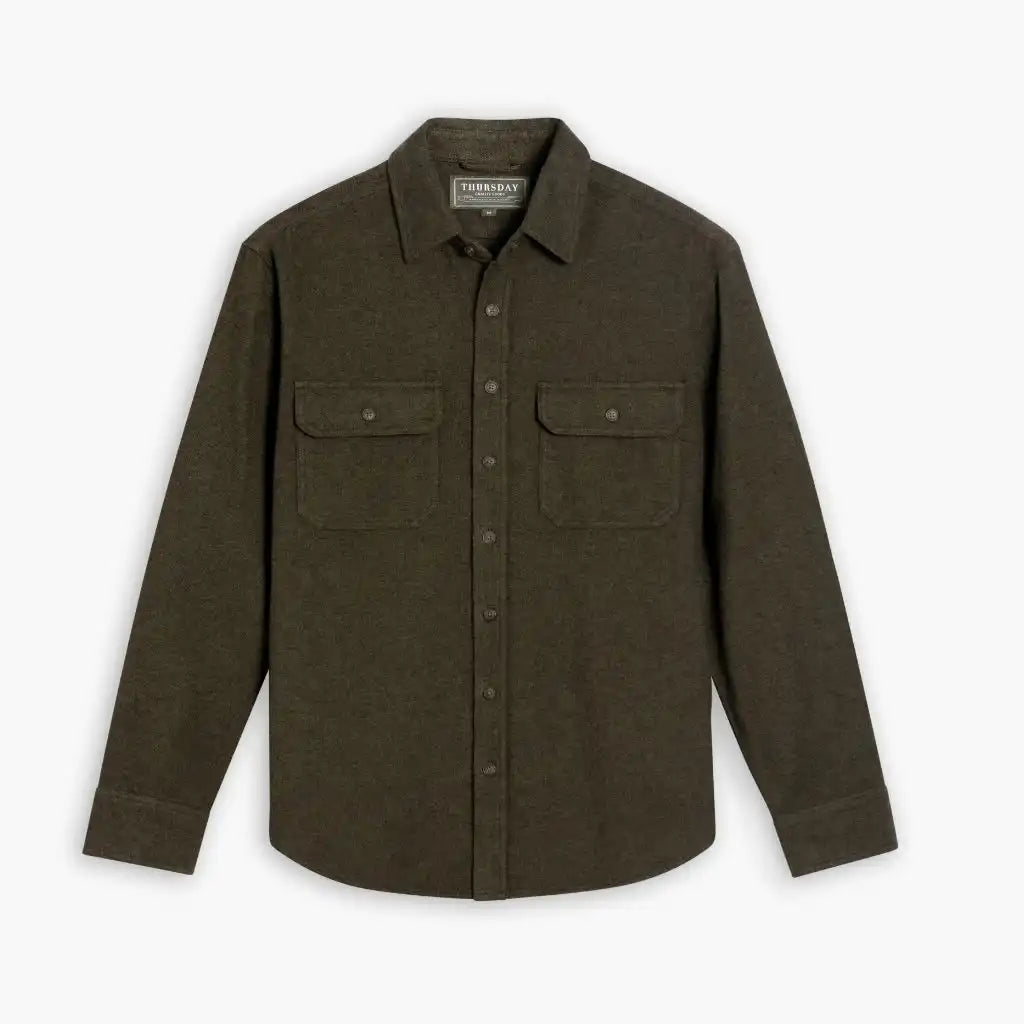 Summit Flannel Shirt | Olive Herringbone