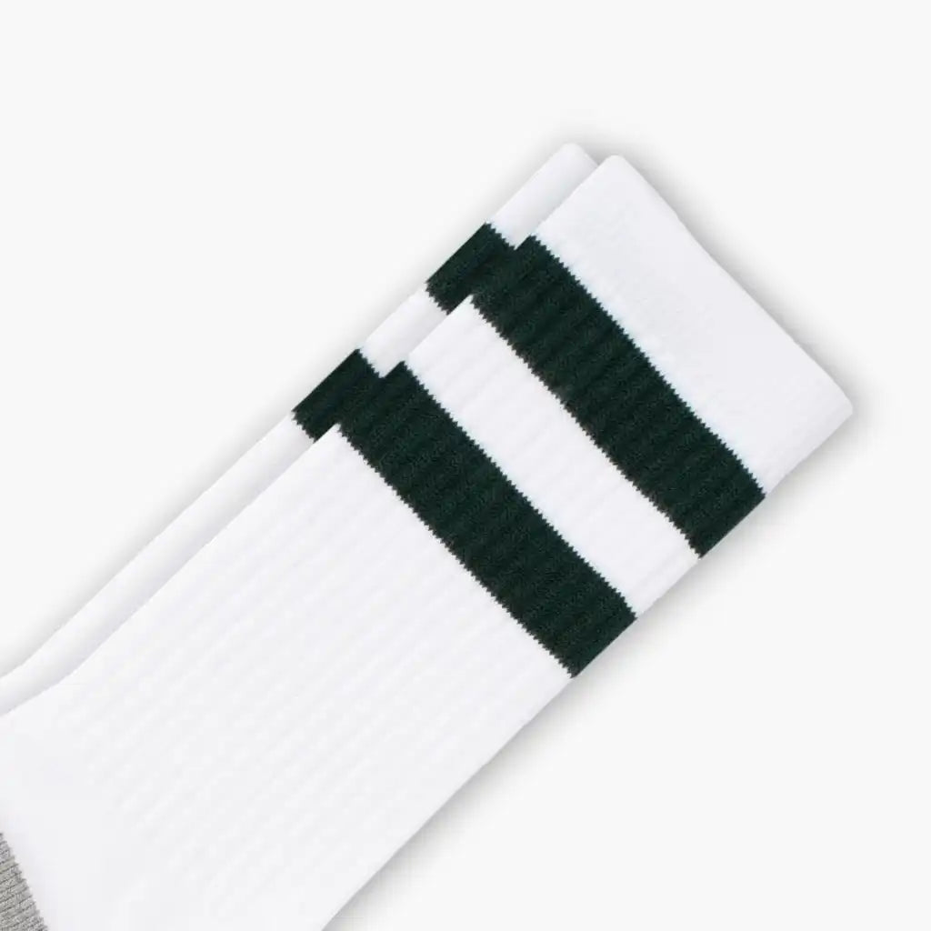 Men's Cotton Crew Sock | White x Green Stripe